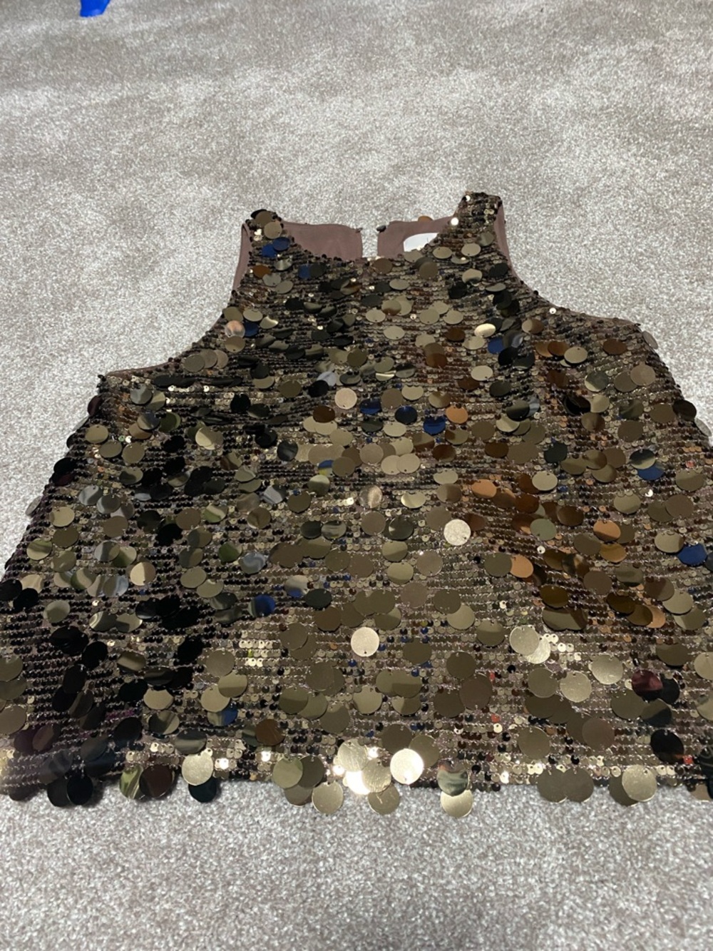 LOFT Brown Sequin Sleeveless Top